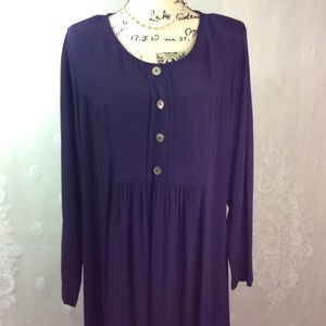 Vintage Dark Navy Long Sleeve Babydoll 90s Dress L